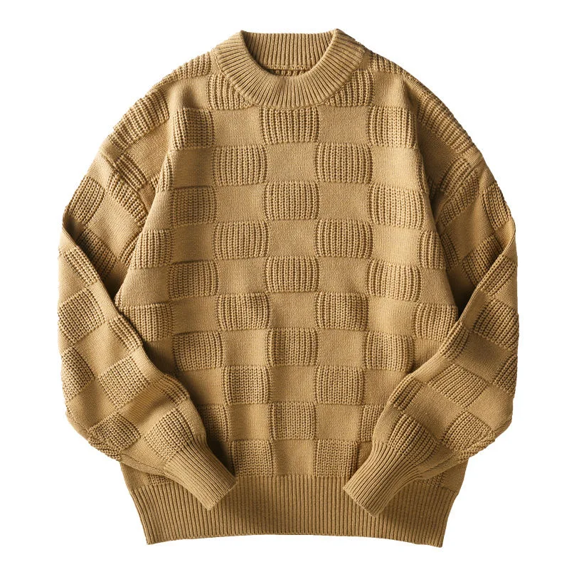 

Autumn/winter Fashion Trend Solid Color Thickened Warm Knitted Sweater Men's Casual Loose Sports High Quality Plus Size Sweater