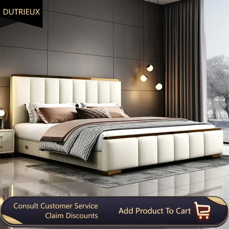 

Unique Support Queen Double Bed King Size Modern Living Room Frame Double Bed Hotel Modern Cama Matrimonial Bedroom Furniture