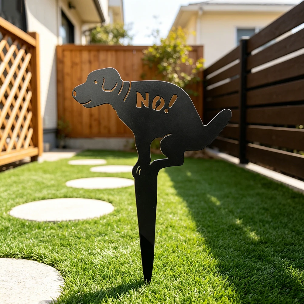 Weatherproof Lawn Signs No Pooping Metal Yard Sign Rust-Proof Warning Slogan Against Dogs Defecating For Garden Ornaments
