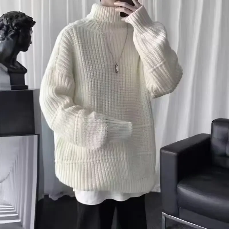 

Korean Popular Clothes Knitted Sweaters for Men Solid Color Thick Pullover Man Cheap Long Sleeve Streetwear Harajuku Knitwear