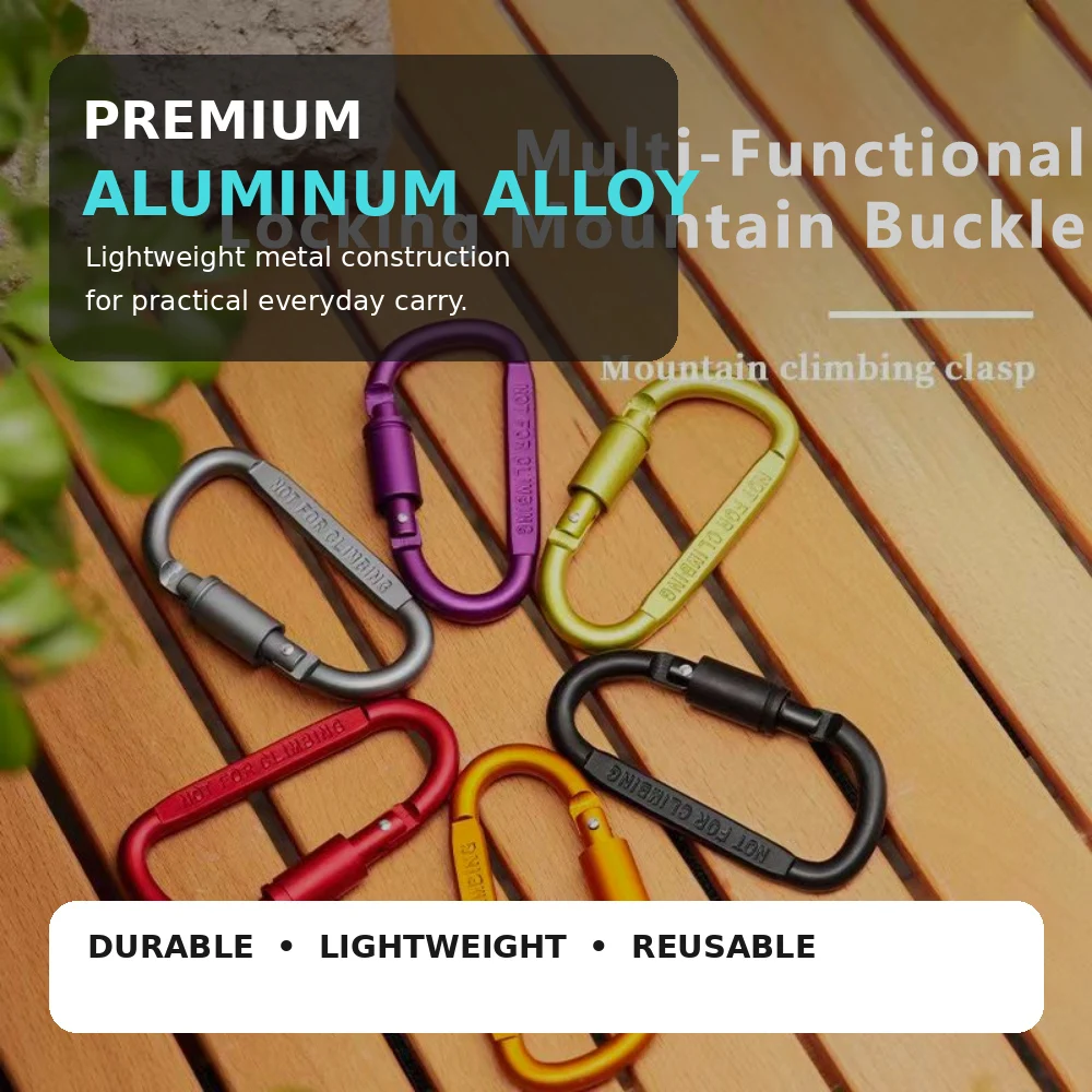 Aluminium Alloy D‑Shape Lock Carabiner Multi Colours Keychain Hook Portable Outdoor Tool For Camping Hiking Travel Activities