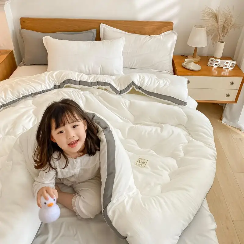 

Japanese Style Washed Cotton Quilt Thick Warm Silk Cotton Blanket Single Person Bedding Winter Comforter Duvet Cover Quilt