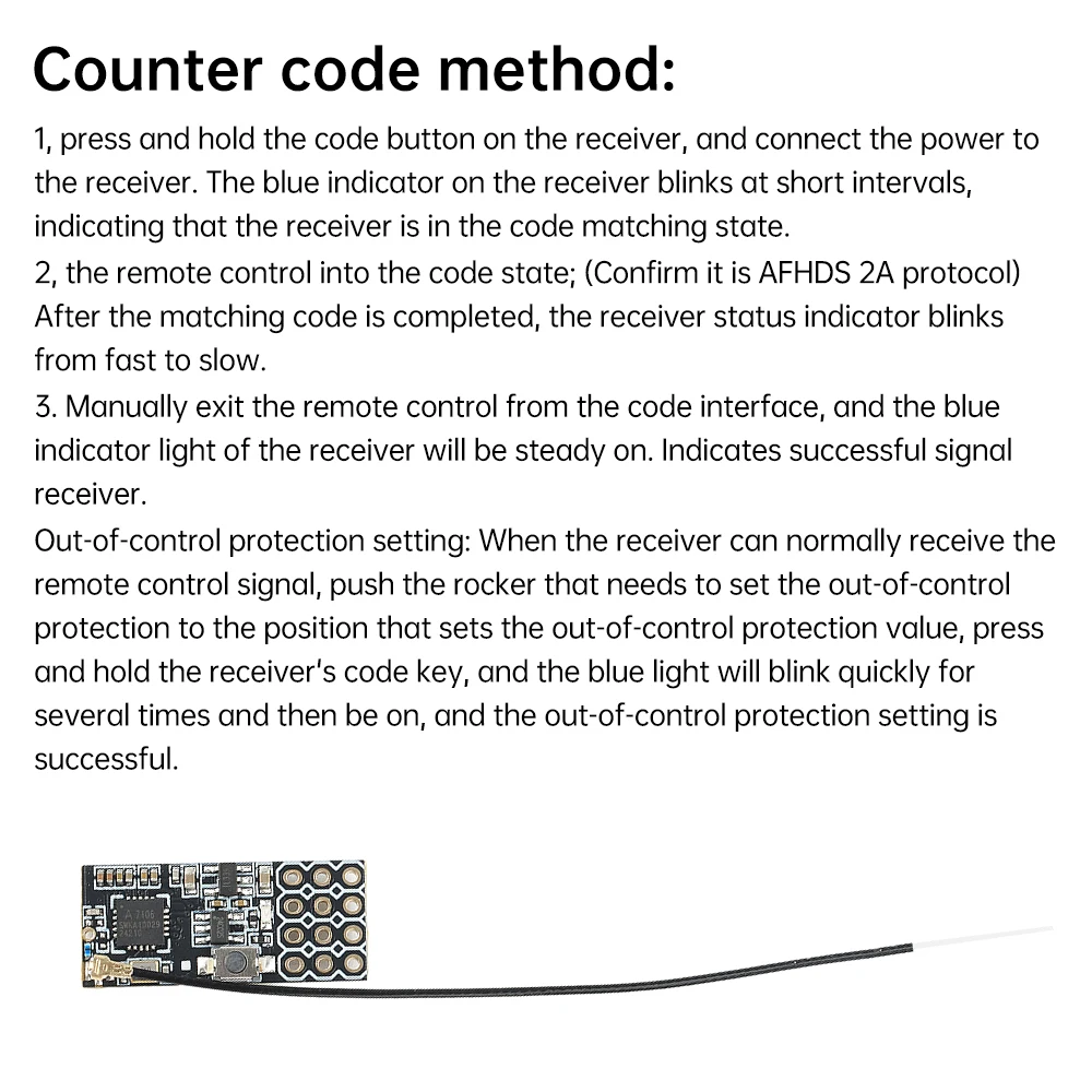 DC 3.3 ~ 10V FS2A-4CH 4 ช่องสัญญาณ PWM โมดูลเครื่องส่งสัญญาณ 2.408 ~ 2.475GHz Flight Control Sensor พร้อม Runaway Protection