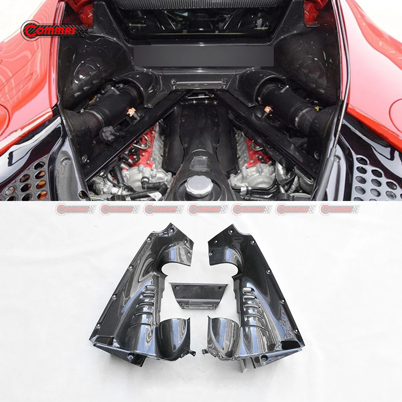 

3Pcs Car Engine Compartment Engine Panel Protection Cover For Ferrari SF90 Coupe OEM Style Dry Carbon Fiber Interior Accessory