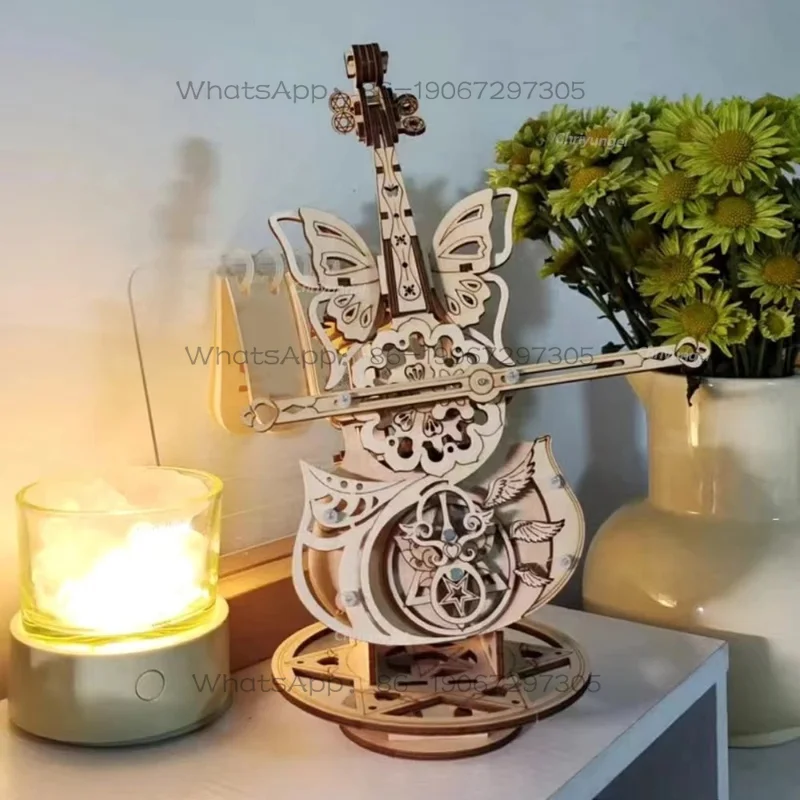 

3D Puzzle Wooden Cello Model DIY Assembly Pinao Music Box Building Kits Toys Crafts Gift for Adults Teens Kids