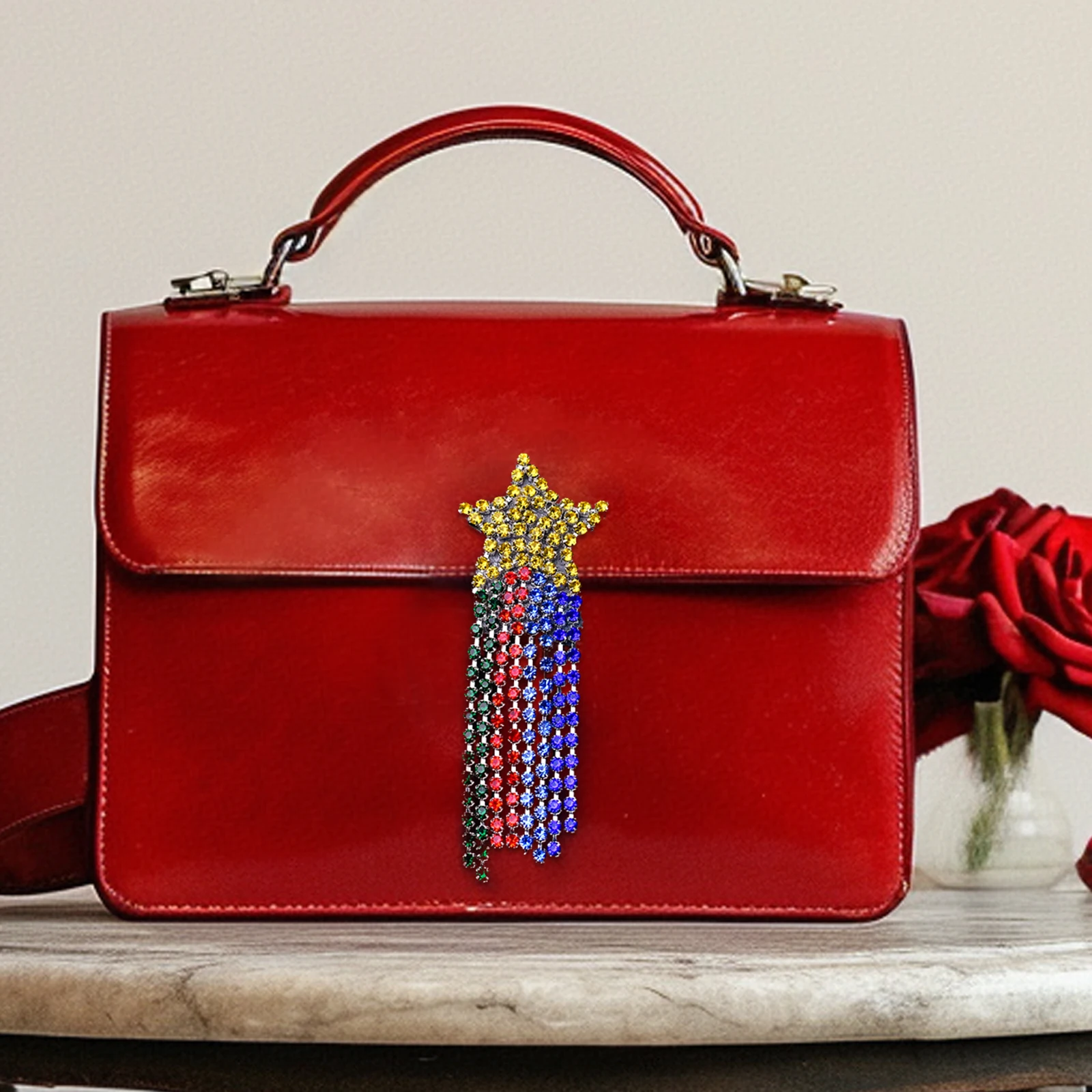 5 個マルチカラータッセルアイロン接着アプリル、スパークリングスターラインストーンチェーンパッチ DIY 衣類靴とバッグ装飾 SP202