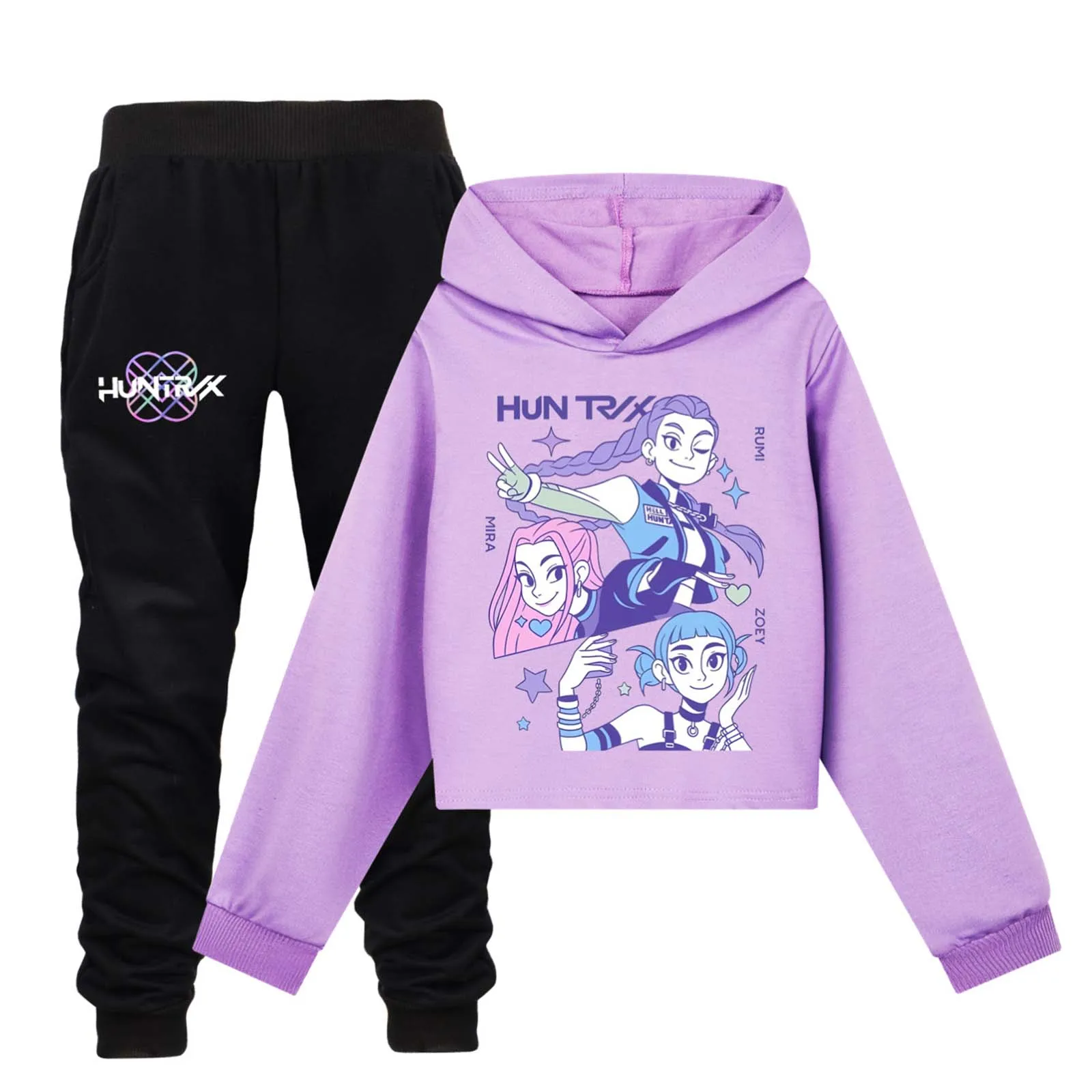 

Kpop Demon Hunters Kids 2pc Girl Tracksuit Set Vintage Pants And Top Hoodies Jogging Clothes Printed Sportswear 2025 아동 상하복 세트