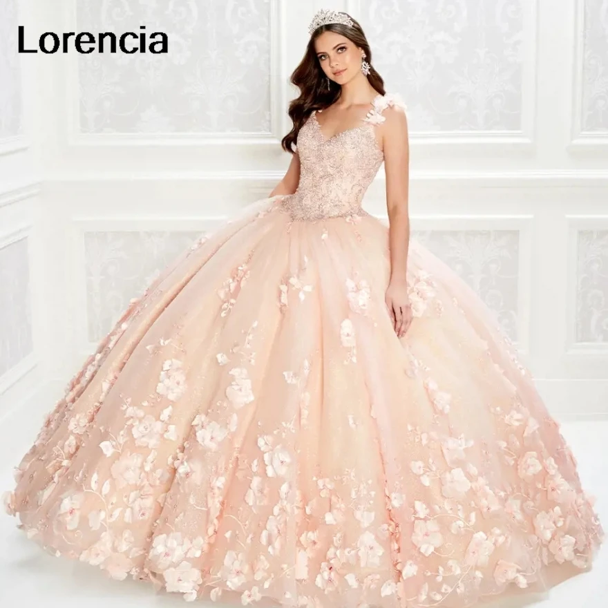 

Lorencia Pink Blush 2024 Quinceanera Dress 3D Flower Applique Beaded With Cape Ball Gown Sweet 16 Vestidos De 15 Años YQD712