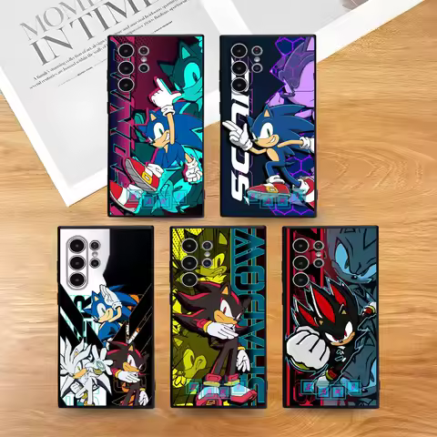 Cute S-Sonics Hedgehog Phone Case for Samsung S series s21 s22 s23 s24 s25 FE Plus Ultra TPU Soft to Skin-friendly case