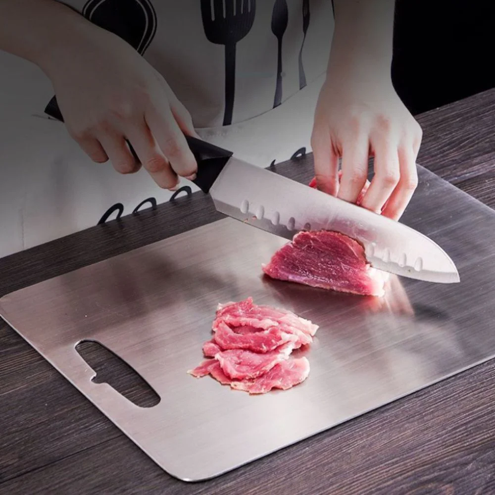 Rectangular 304 Stainless Steel Cutting Board Mold Proof Double-Sided Use Cutting Block Deodorized Chopping Board