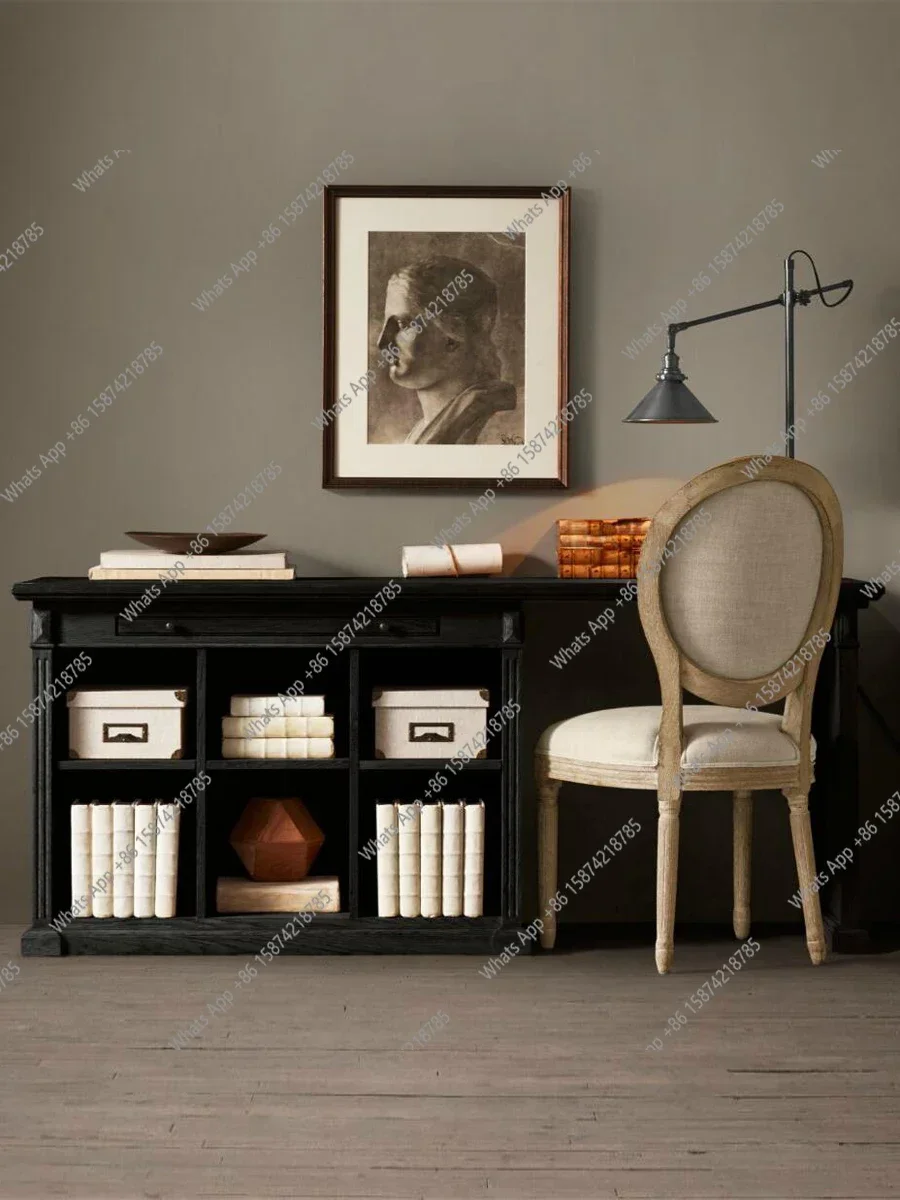 N49 American Retro Solid Wood Desk, Student Study Desk, Computer Desk, Home Small Apartment, Log Oak Writing Desk