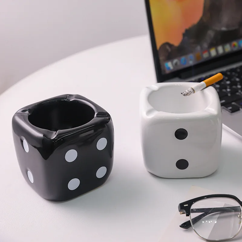 

Ceramic Sieve Ashtray Household Dice Ashtray Dice Gift Home Furnishings Office Ashtray