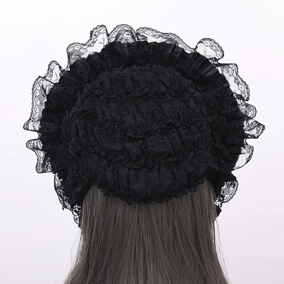 Bonnet Lolita noir avec nœud papillon en dentelle pour fille, chapeau plat classique, fête du thé, magnifique casquette dégradée pour femme