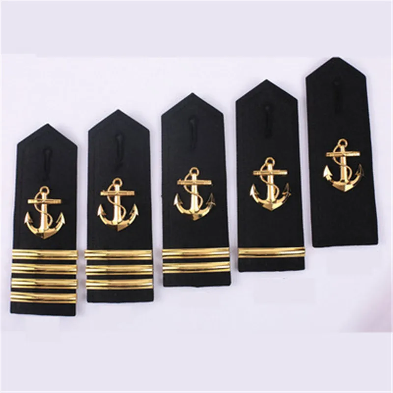 Nova chegada de metal alça ombro com âncora paddle dourado epaulettes para marinheiro capitão uniforme casaco cosplay