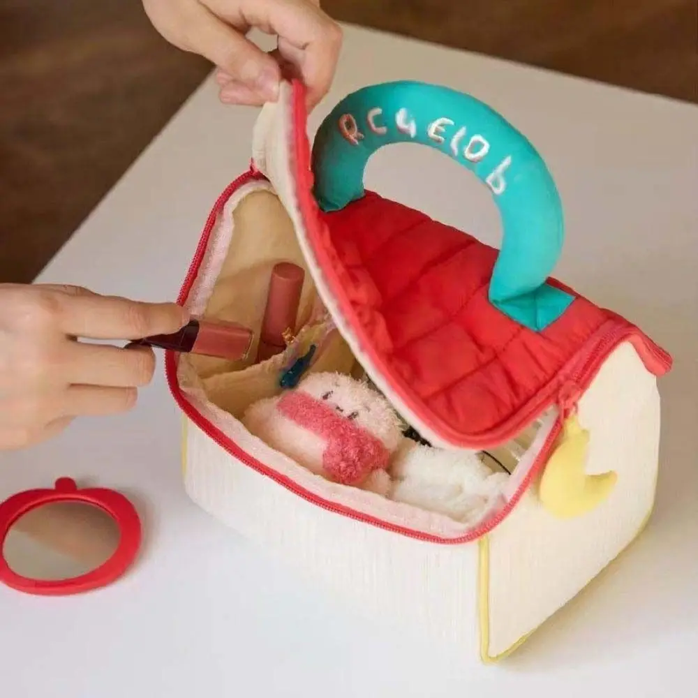 

Large Capacity Cute Cabin Makeup Bag House-shaped Square Handheld Cosmetic Case Zipper Organizer Case Portable Storage Bag