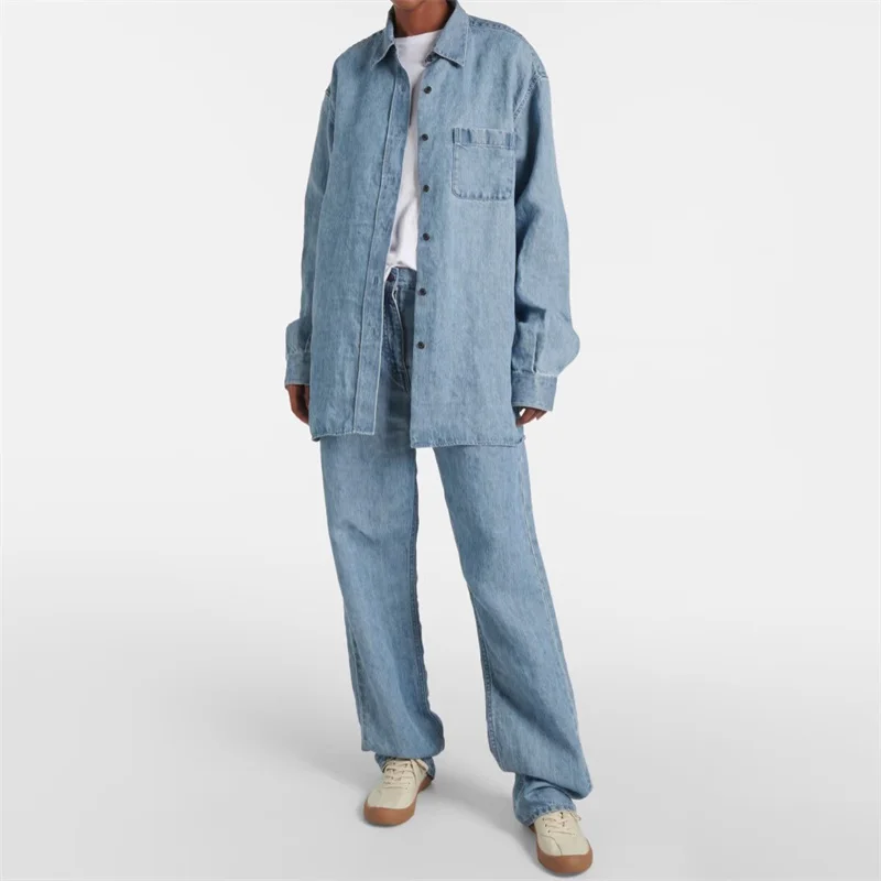 

Women's jeans New cotton blended high waisted straight leg pants for autumn 2025 Vintage washed wide leg pants y2k Women's pants