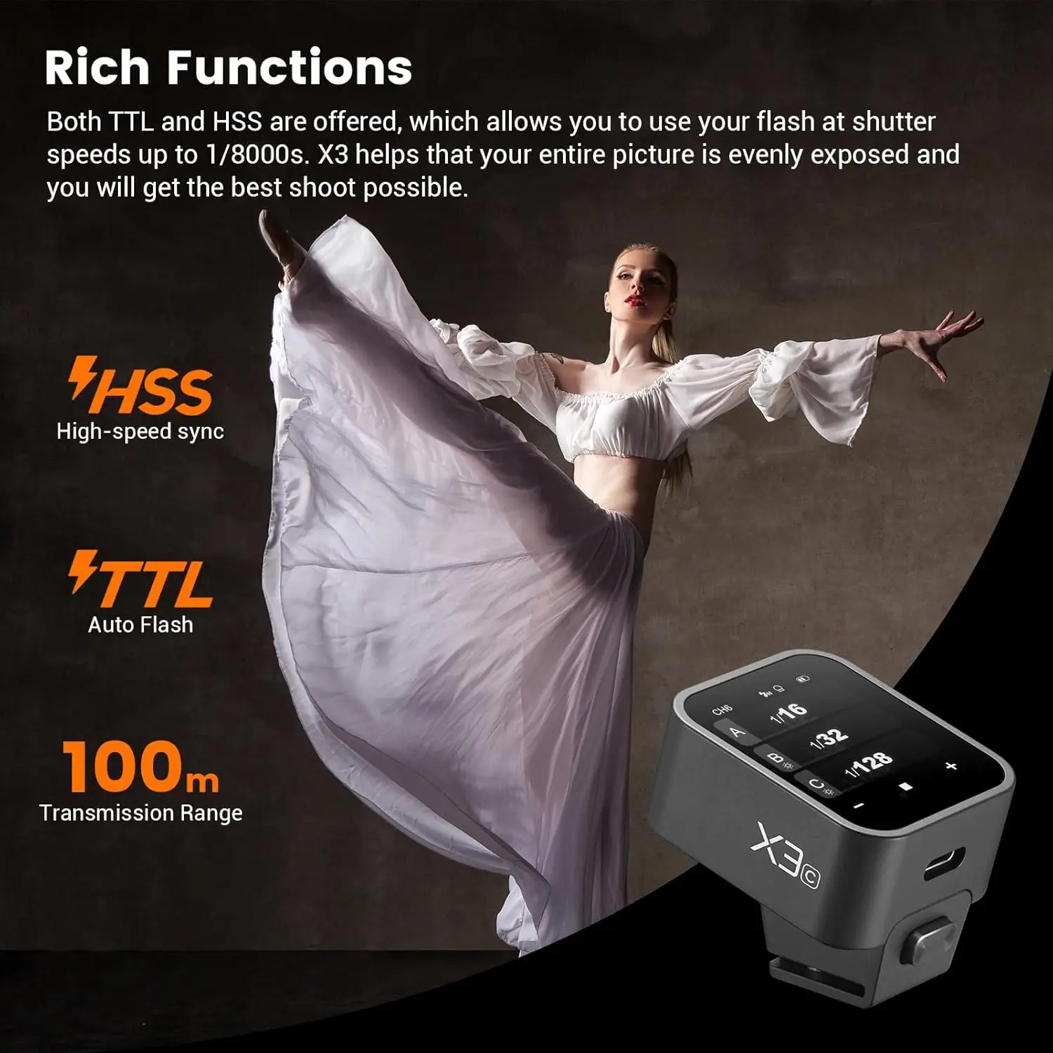 Godox X3C X3N X3S X3F X3O TTL Wireless Flash Speedlite Trigger Controller for AD200 V1 TT600 TT685II V100 V860III AD600 Light - view 4