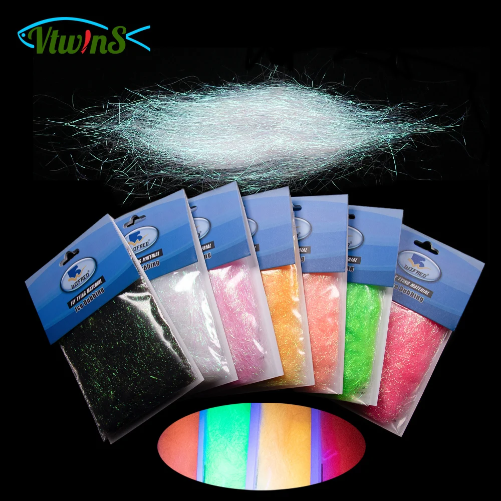 Vtiwns  Fly Tying Material Ripple Ice Dubbing Synthetic Fiber for Shrimp Scud Nymph for Salmon or Steelhead Trout Flies Making