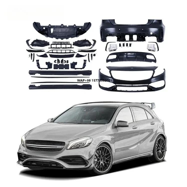 

for A Class W176 Upgrade to 4MG A45 Style Bodykit with Front Bumper Rear Bumper Side Skirts