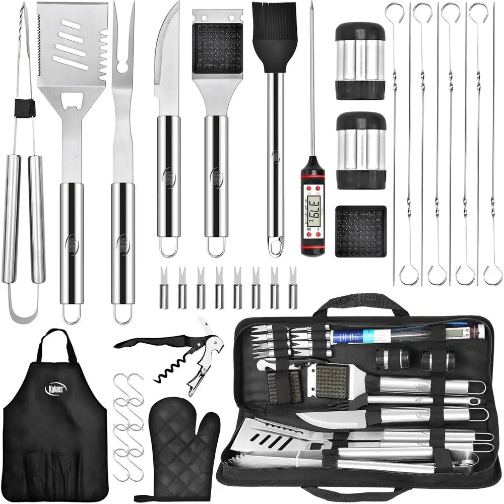 

Grilling Accories, Dad Gits or athers Day, Heavy Duty StainlSteel Grill Set BBQ Grill Accories or Outdoor Grill with Meat Thermo