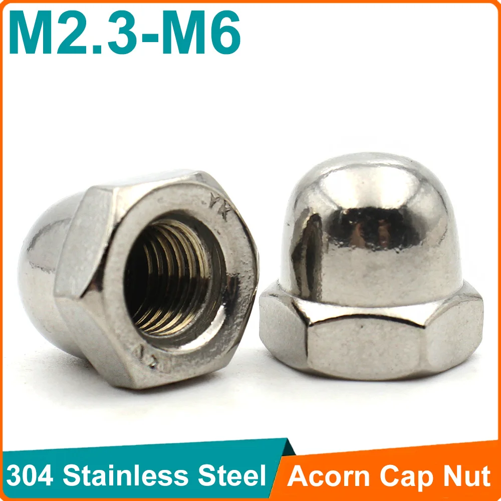 10/20PCS 304 M3 M4 M5 M6 M8 M10 M12 M14 M16 M18 A2-70 Stainless Steel Cap Decorative Dome Head Nut Round Ball Head Acorn Nuts