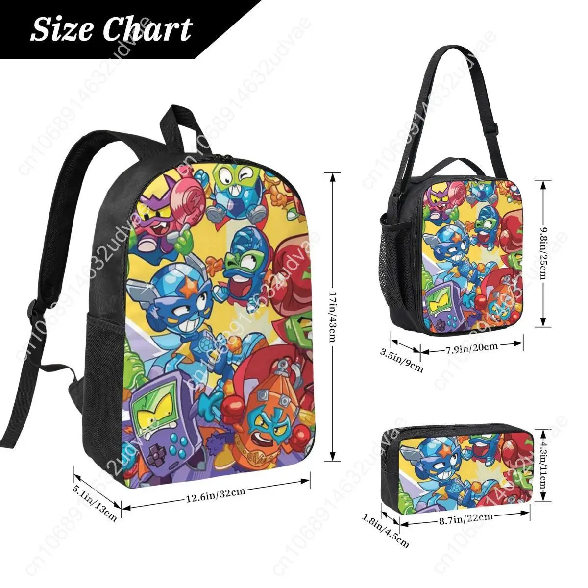 Superthings Backpack Student Boys Girls BookBag School Bag Computer Shoulder Bags 3ps Insulated Lunch Bag Pencil Case