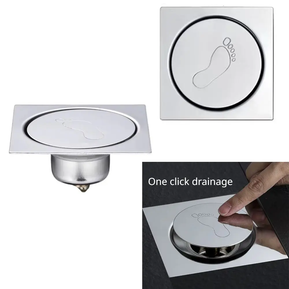 ralo-de-chao-metalico-Util-tipo-pedal-quadrado-para-chuveiro-anti-odor-com-mecanismo-pop-up-e-retorno-automatico-para-esgoto