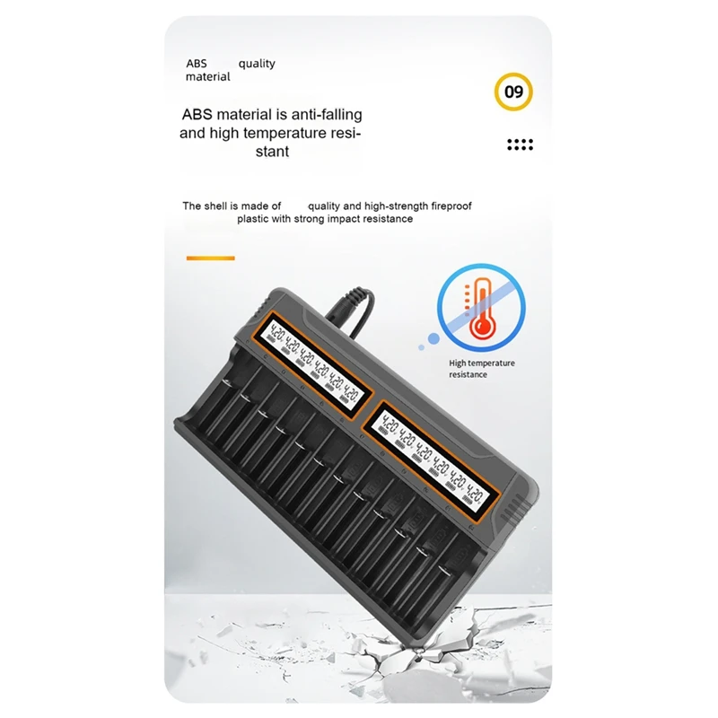18650 Charger 12 Slots Aa.Aaa Nickel Metal Hydride/Lithium Battery Smart Universal Charger with Display US-Plug-A07G view 5