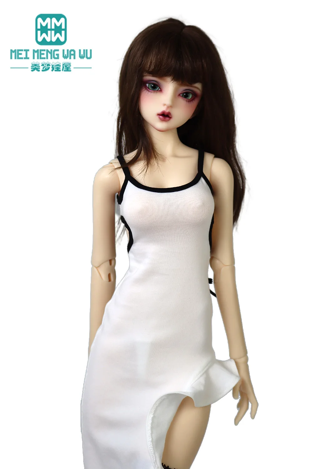 يناسب 1/3 1/4 BJD SD DD MSD ملابس الدمى فستان مكشكش أنيق أبيض، وردي، أسود هدية فتاة