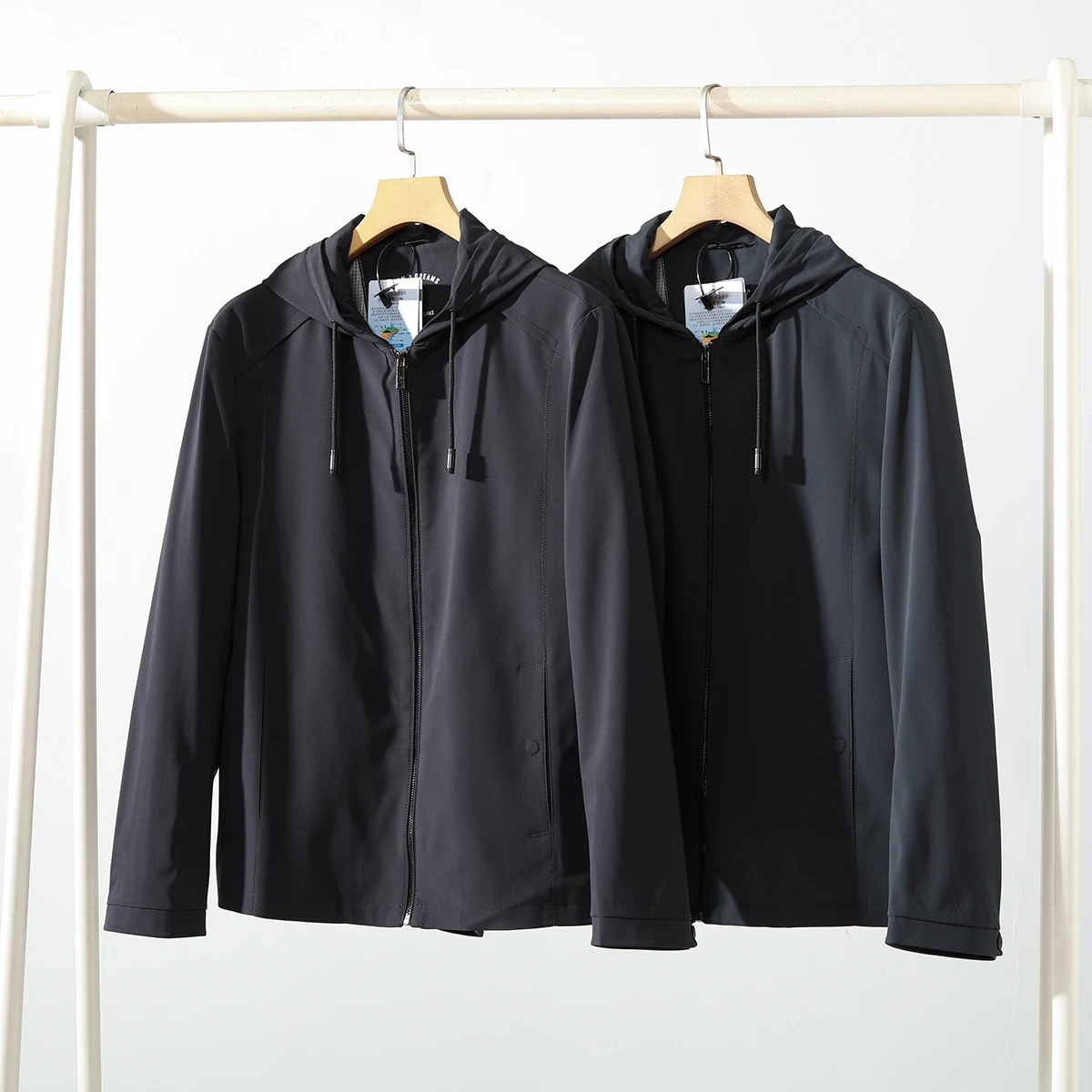 

Waterproof Breathable Tech Fabric Hooded Outdoor Casual Men's Jaet Autumn High End Loose Fit Busin Gentleman Sle Long ...