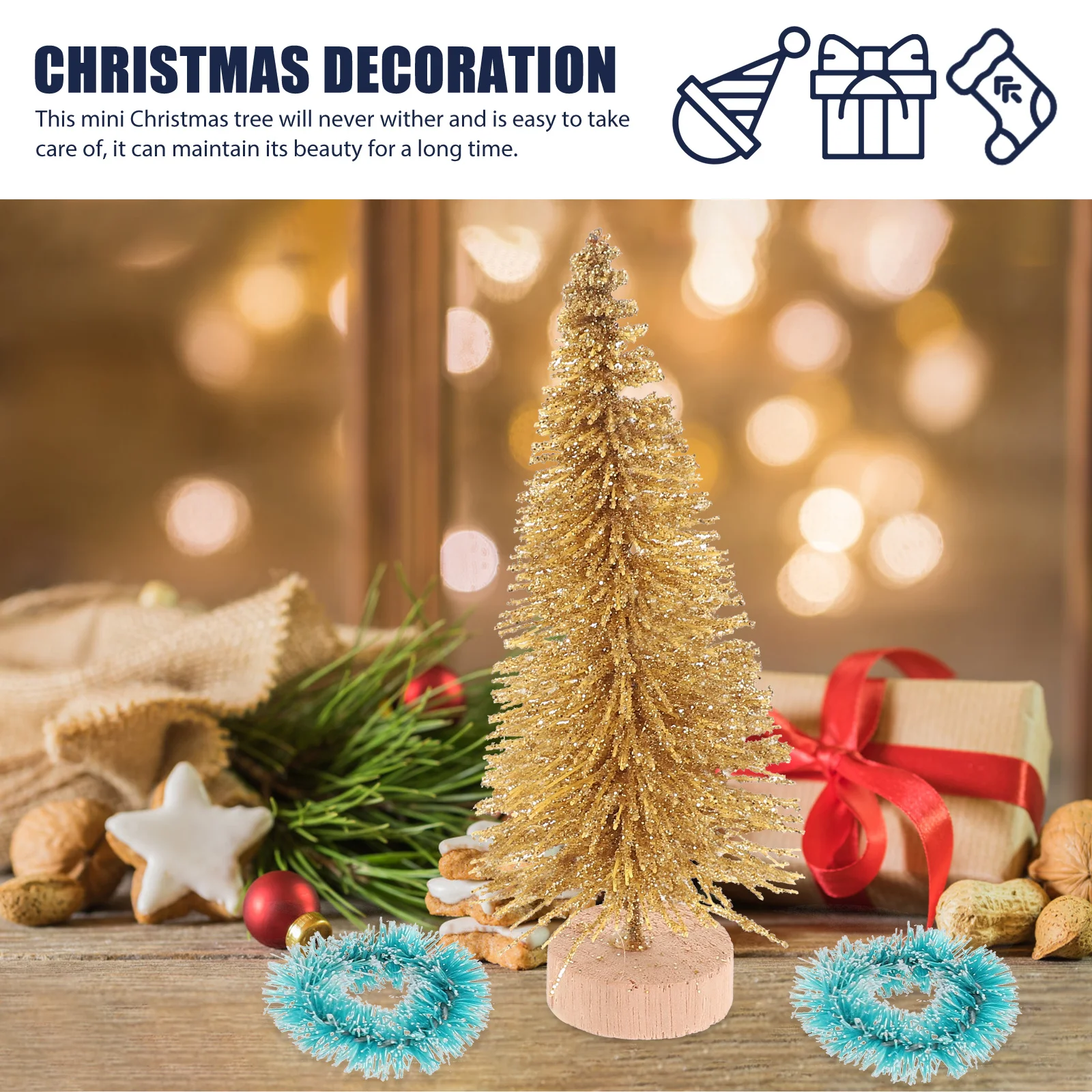 

1 set 1 Set Mini Christmas Tree Decor Artificial Pine Xmas Ornament Tabletop Party Scene Desktop Decoration Small Simulated Tree