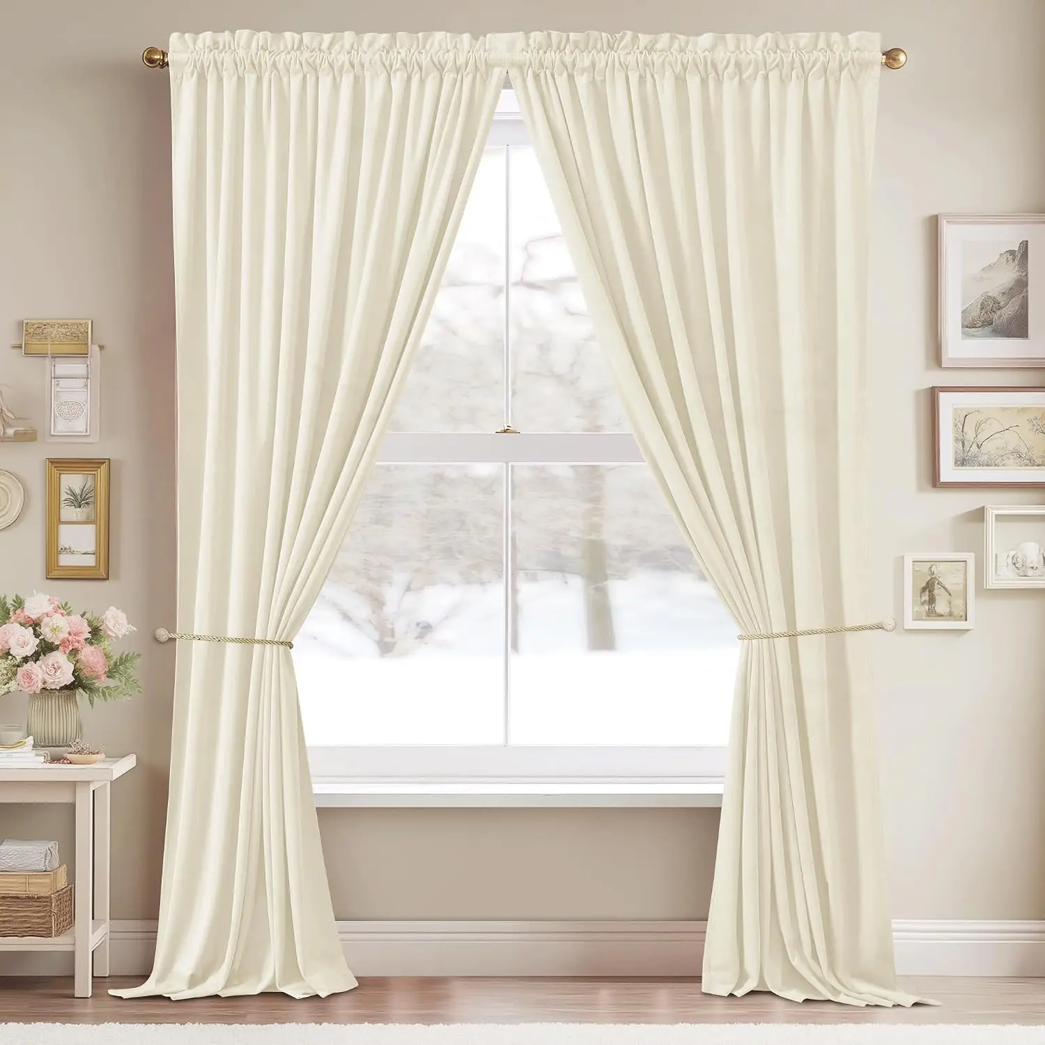 Velvet Blackout Curtain for Bedroom Living Room Thermal Insulated,Room Darkening,Christmas Backdrops,Theater Stage Party Decor