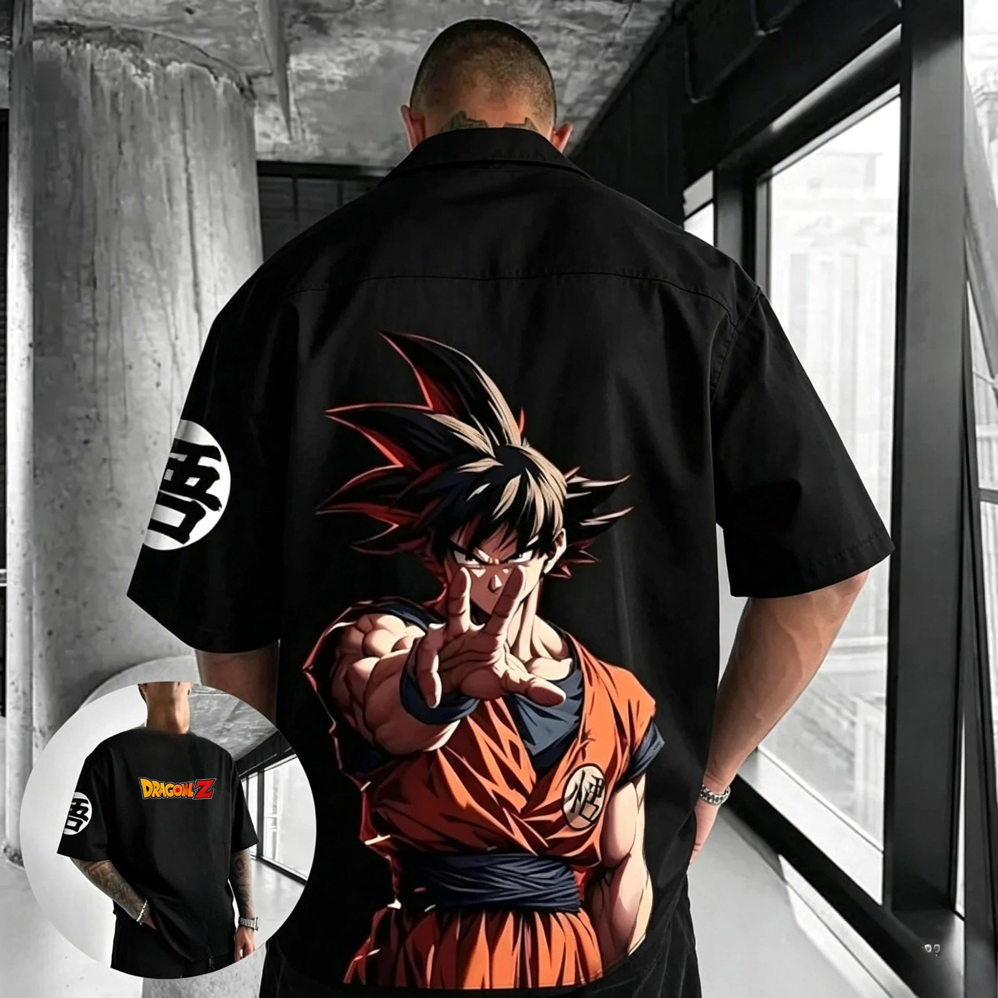 Trendy plus-size men's casual T-shirt-Retro DragonBallGoku anime series-Youth-friendly,breathable and comfortable children's top