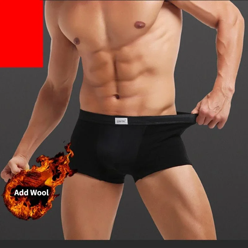Winter Man Thermal Boxers Velvet Warm Sexy Lingere Fleece Ultra-Low Waist Windbreak Underwear Outdoor Penis Pouch Protect Briefs