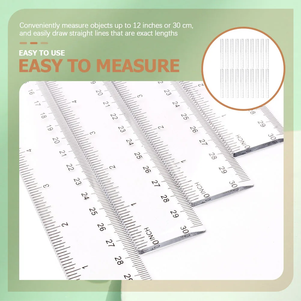 

50Pcs Transparent Measuring Rulers Set Plastic Straight Drafting Tools for Office School Architecture Math Geometry Design