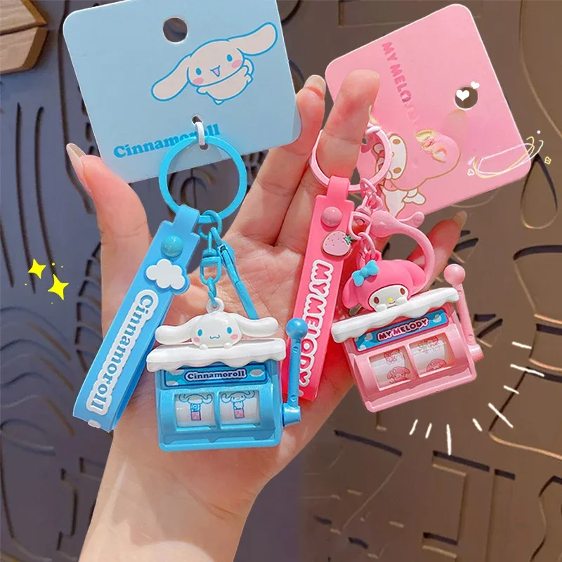 New Sanrio Anime Cartoon Shaking Game Console Keychain Cinnamoroll Kuromi Car Book Bag Key Chain Charm My Melody Small Gifts