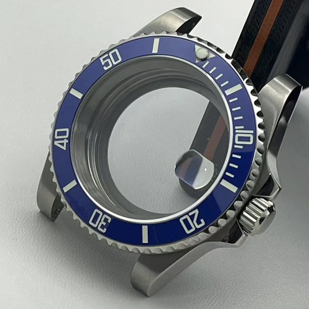 40mm Waterproof Watch Case with Sapphire Crystal Stainless Steel Ceramic Bezel Inlaid Dial Suitable for NH35 34 36 Accessories