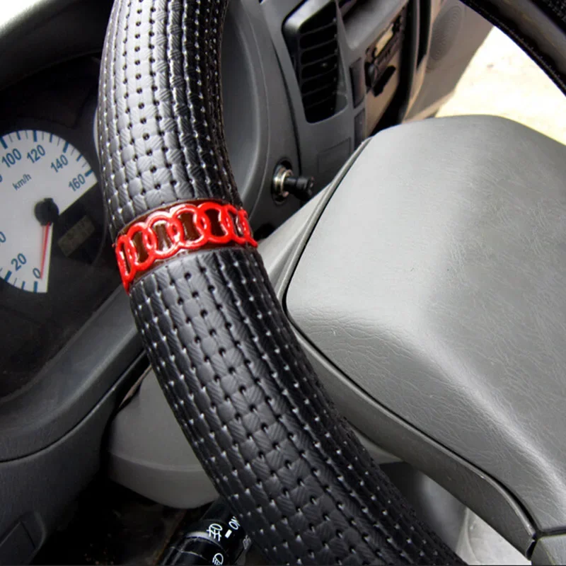 36 38 40 42 45 47 50cm Truck Bus Car Woven Leather Steering Wheel Covers Summer Breathable Steering Wheel Cover Truck