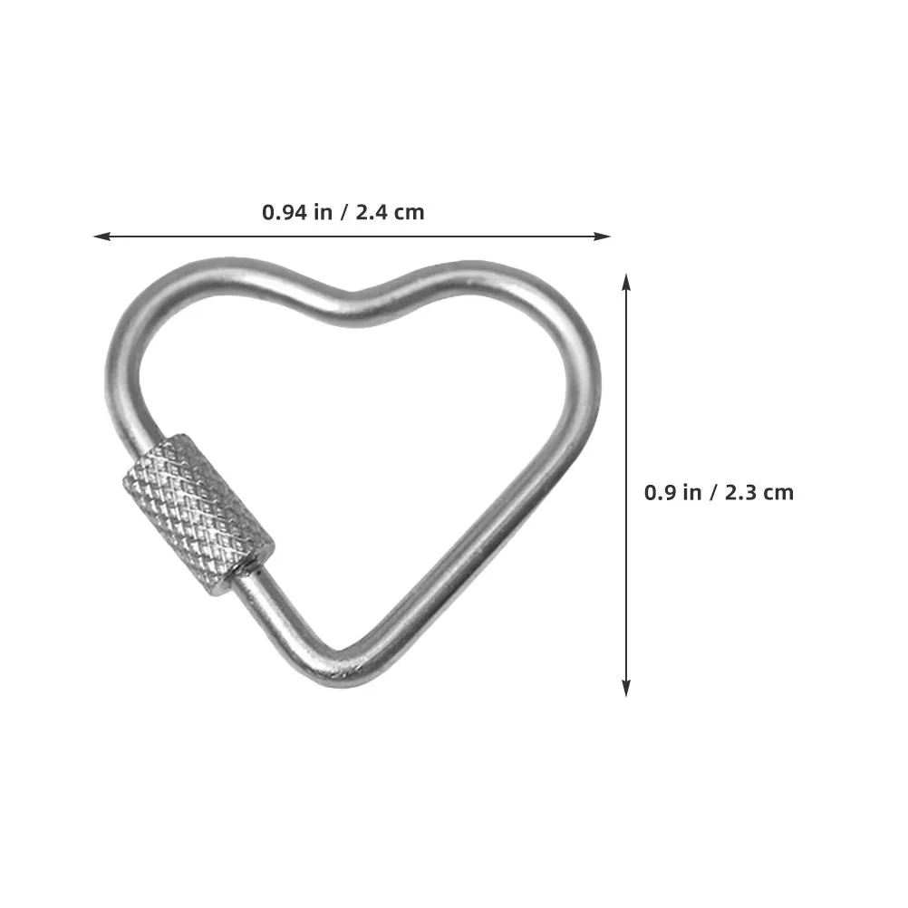 4Pcs Heart Shaped Stainless Steel Carabiner Clips Multifunctional Spring Snap Hooks for Hiking Camping Keyholders