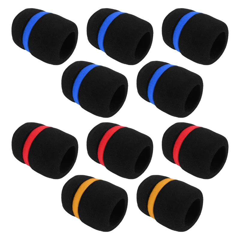 

Excellent-10 Pcs Handheld Stage Microphone Windscreen Foam Mic Cover Karaoke Black