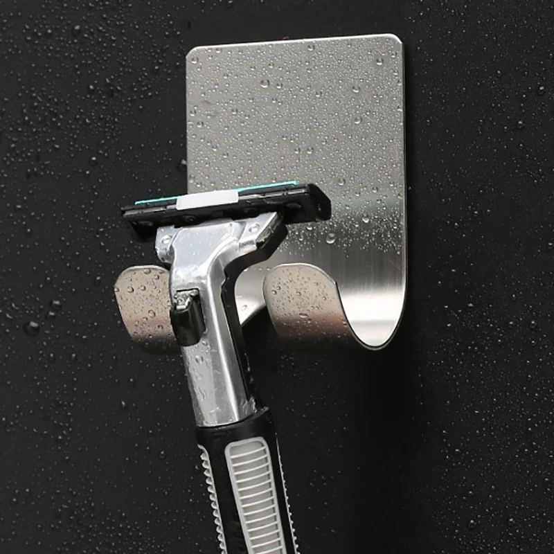 1/2 pcs Adhesive Razor Holder Stainless Steel Men Shaving Shaver Razor Stand Shelf Razor Storage Rack Bathroom Hook Organizer