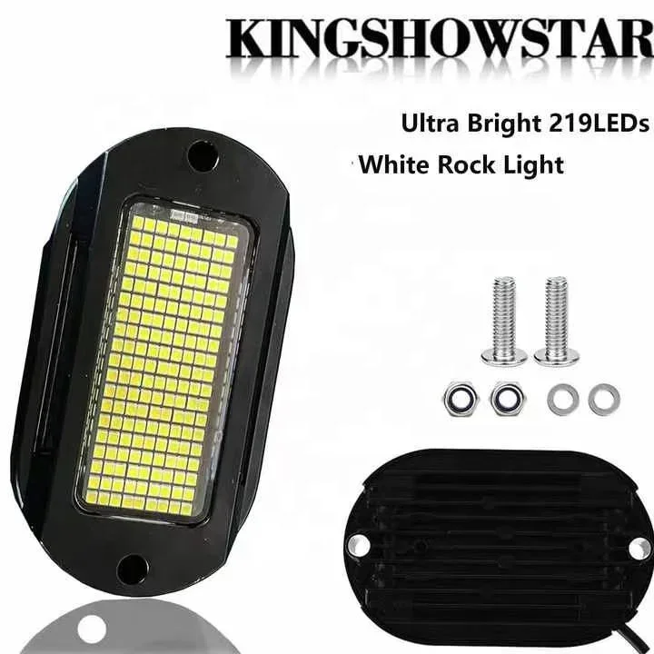 2024 KSS 4pc NEWEST High Power the Brightest Pure White Color 219LED Rock Light Underbody Light for All Cars Boat Motorcycle