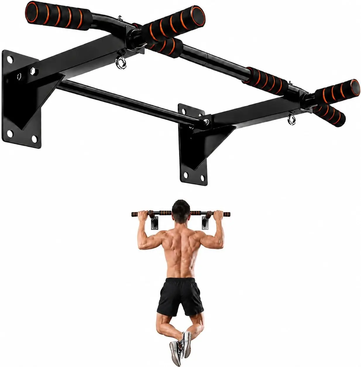 Pull-Up Bar for Home Gym, Wall-Mounted Heavy-Duty Chin-Up Bar Holds up to 500 LBS