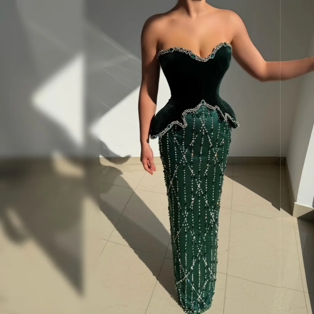 Customized Luxury Sweetheart Evening Dress Sleeveless Rhinestone Straight Sparkle Long Dresses Party Gown Gorgeous Formal