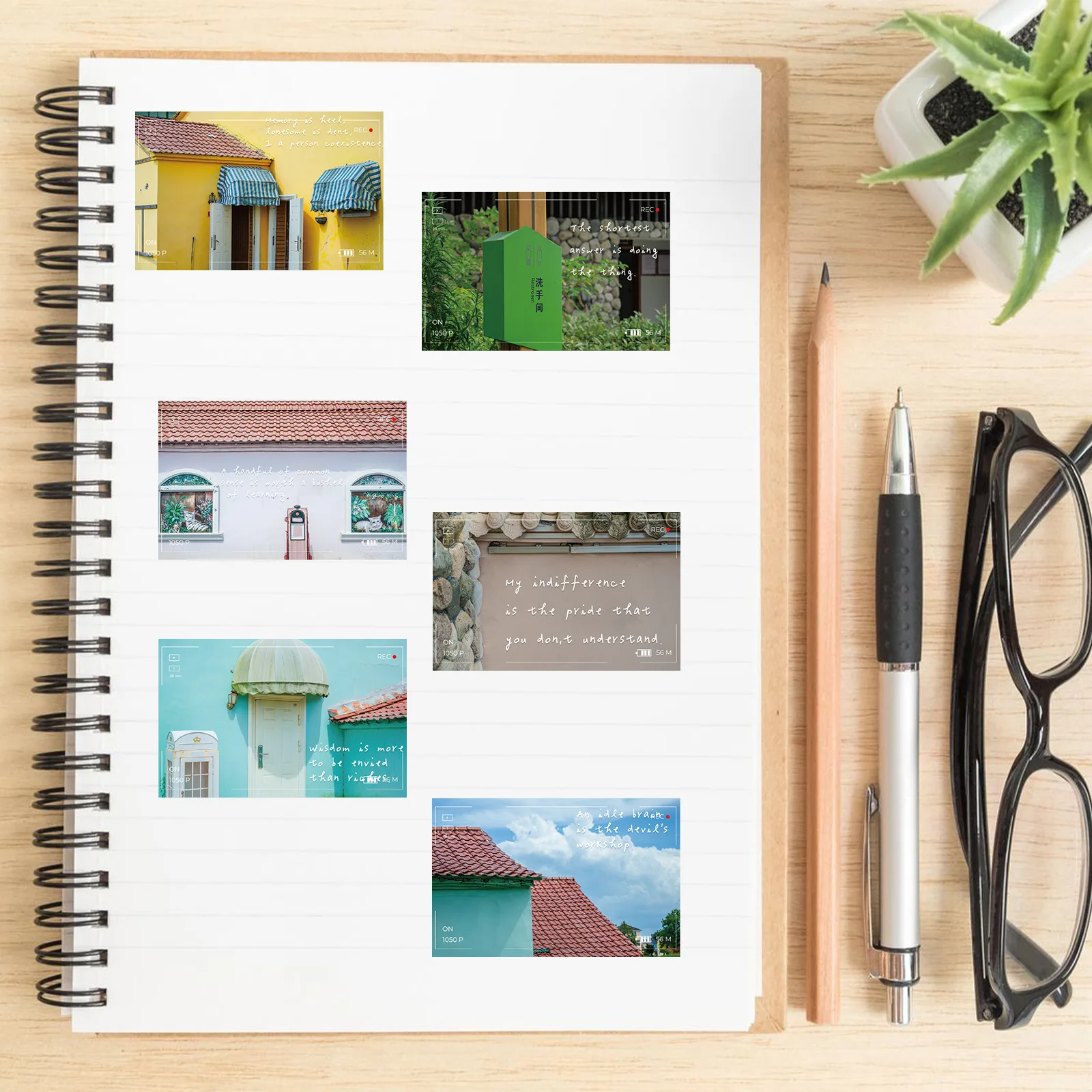 48 قطعة صور العمل قوس قزح تاون سلسلة ملصقات مقاوم للماء الكتابة على الجدران ملصق يدوي الصنع حزم الديكور حقيبة جراب هاتف زجاجة ماء #2