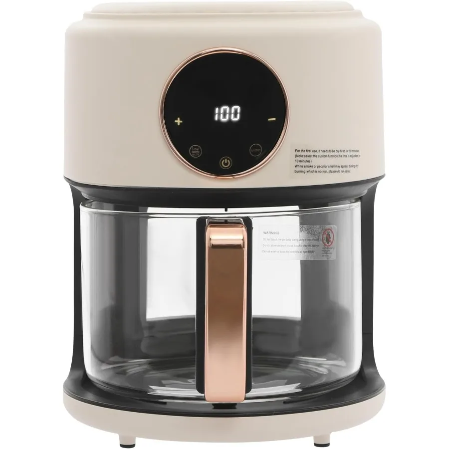 

Glass Air Fryer with 360 Viewable Basket 3.8qt Digital Air Fryer with Adjustable Temp 176-392 0-60Min Timer 8 Presets Nonstick