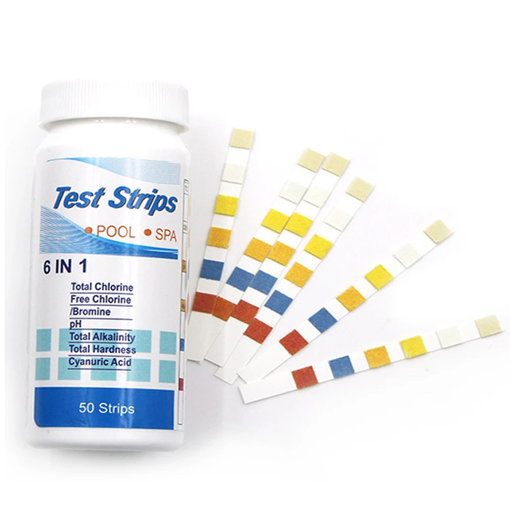 50/100pcs Multipurpose 6 in 1 Chlorine PH Test Strips SPA Swimming Pool Water Tester Pape Chlorine/PH/Bromine Measure Paper