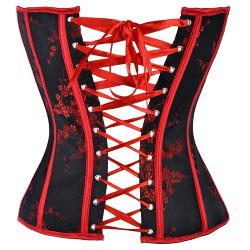 Women corsets and bustiers tops sexy women brocade corset zip vintage floral corselet overbust lingerie ladies lace up korsett