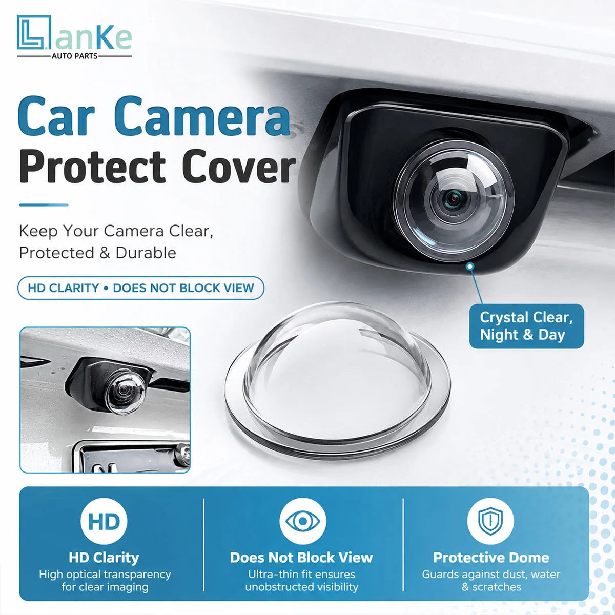 Lanke Universal Car Camera Lens Protector HD Clear Lens Cover Anti-Scratch Waterproof Back Up Guard for Car Rear View Camera