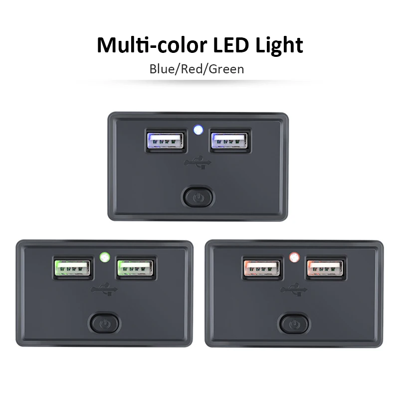FanPaYY Panneau 4 En 1 Chargeur Voiture – Double USB 4.2A + Voltmètre LED + Prise Allume-Cigare + Interrupteur Bascule Lumineux 12-24V